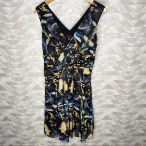 Ted Baker graphic bird print fit and flare dress